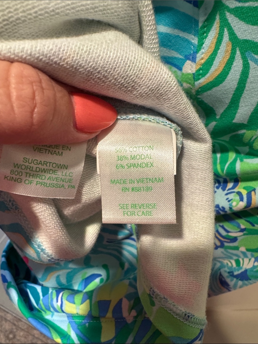 Lilly Pulitzer Tropical Zip Pullover in Green & Aqua - Picture 3 of 5